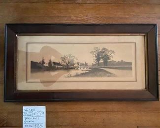 # 279	Ernest Rost Framed Etching	- The Old Millbrook"  32" x 16 1/2"	                                                                               $85
