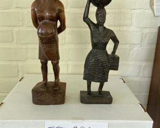 # 292	  2 Wooden Statues	Man 14" & Woman 12 1/2"	$20

