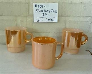 # 309		3 Fire King Mugs		1 Pair - 1 Misc	$9
