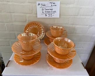 #366	Fire King Peach Luster 14 Pc.		                             
                            6 Cups & 8 Saucers                                 	$35
