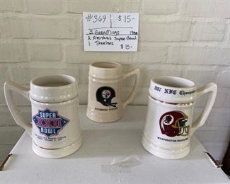 #369	3 Beer Mugs	2  Super Bowl 1988 & 1 Steelers	$15
