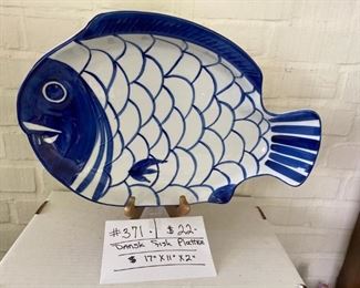 #371		Dansk Fish Platter		                                     
                  Blue & White  17" x 11" x 2"	                        $22
