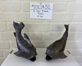 #372		2 Metal Koi Fisk Statues		9" x 8"	           $52
