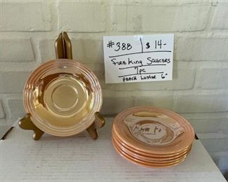 #388		Fire King Peach Luster Saucers		                     
                                                    7 Pc. - 6"                                        	$14
