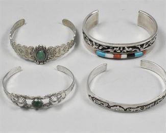 Lot of 4 Navajo Silver Bracelets