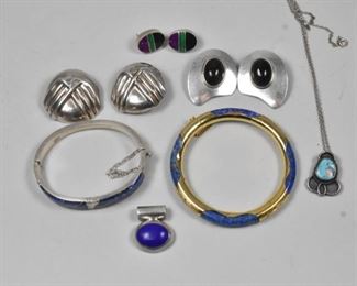 Group of Vintage Lapis and Sterling Jewelry