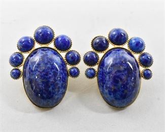Lapis Lazuli Gold Filled Clip Earrings