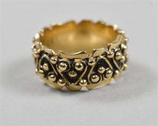 14K Yellow Gold Brutalist Band Ring size 5 1/4
