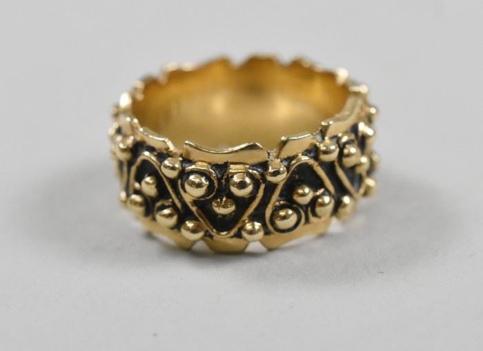 14K Yellow Gold Brutalist Band Ring size 5 1/4