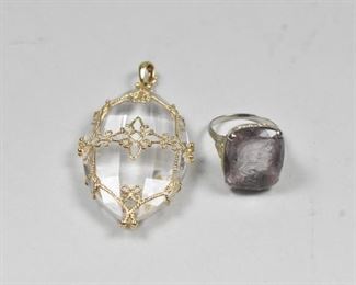 14K Wire Wrapped Pendant and 18K Filigree Ring