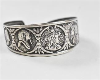 Egyptian Silver Cuff Bracelet Pharaohs and Aphrodite