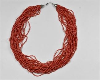 Vintage Red Coral Multi-Strand Necklace