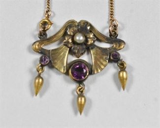 Art Nouveau Pendant and Chain