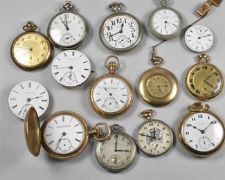 Men's Vintage Pocket Watches, Elgin, Waltham, Wright