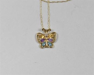 10K Yellow Gold Butterfly Necklace