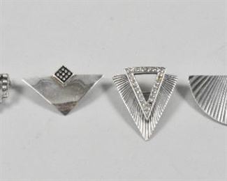 4 Sterling Silver Art Deco Brooches Pins