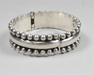 Mexican Sterling Silver Hinged Cuff Bracelet 925