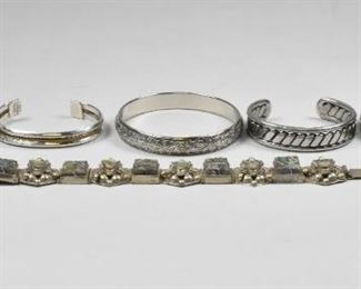 Group of 6 Silver bracelets, Mexico and 925