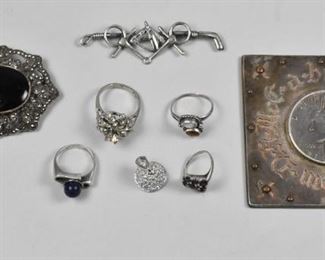 Sterling Mourning Pin and Rings, Leaha Vogel