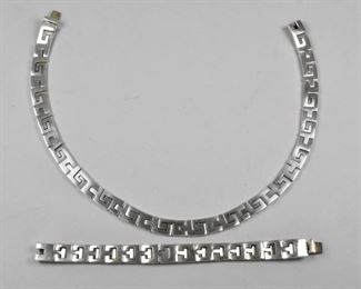 Mexican Silver Necklace and Bracelet