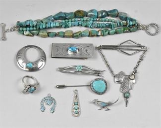 Group of Sterling and Turquoise Native American