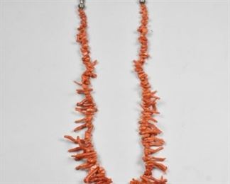 Vintage Branched Coral Necklace with Sterling Balls