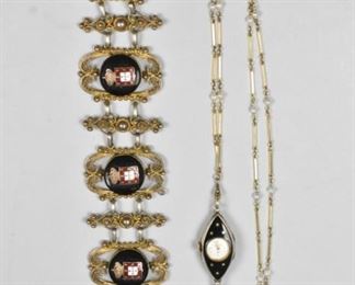 Bucherer Ladies Pendant Watch And Enameled Bracelet