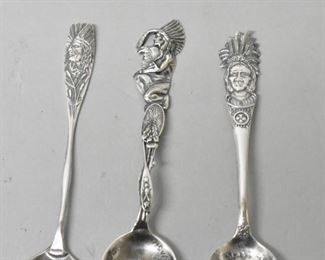 3 Sterling Demitasse Souvenir Spoons, Native American