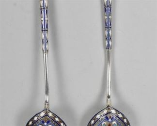 Russian Silver Enameled Spoons 1882-1899