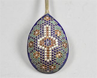 Russian Silver Enameled Spoon