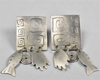 Sterling Silver Modernist Pierced Earrings