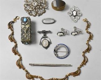 Victorian Sterling Brooch & Sterling Cameo Set