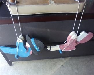 Wood swinging boy and girl $10 for the pair