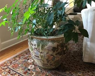 ASIAN POT, 18” Tall, 20.5” diameter, with live plant