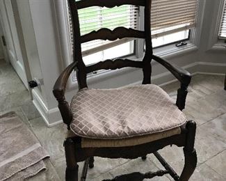 DINING CHAIR, 1 of 8, 43.5” height, 22” width, 16” depth, wood with woven seats by Habersham Plantation.  $250 each