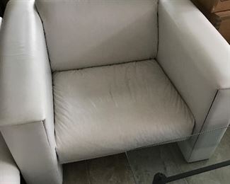 LEATHER CHAIR, 25” ht x 41” width, 36” depth