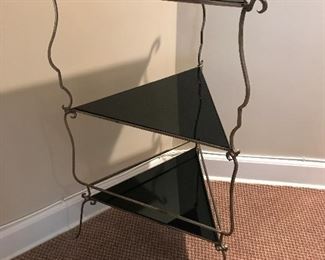 Display Stand, Glass and Metal 36” H, 17.5” triangle sides
