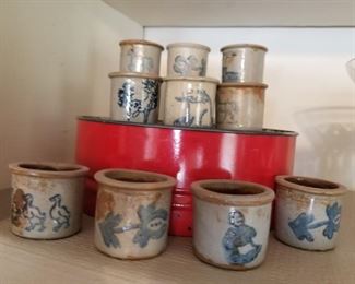 mini hand decorated crocks