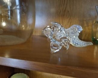 glass flower, hobnail shoe