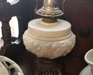 milkglass oil lamp