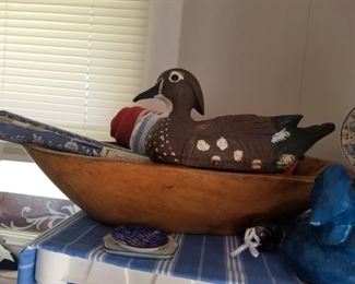 vintage dough bowls, duck decoy