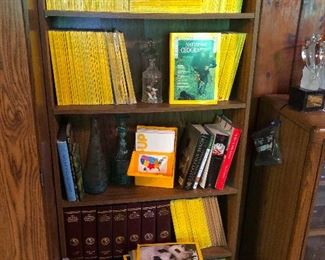lots of books and National Geographic magazines