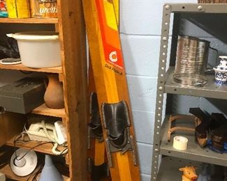 cool antique water skis. You could put these on, walk around on dry land and still be more coordinated than I am these days.