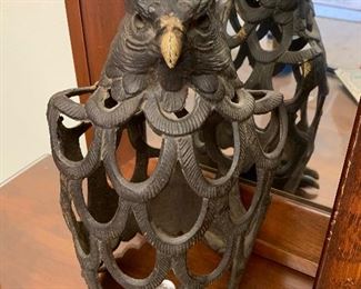 Antique cast iron owl lantern 