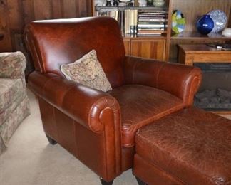 $100 Leather Club Chair with Ottoman
