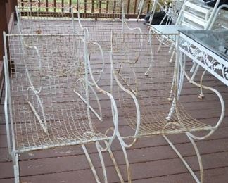 $500 all 4 Mid Century Post Modern Iron Outdoor Chairs