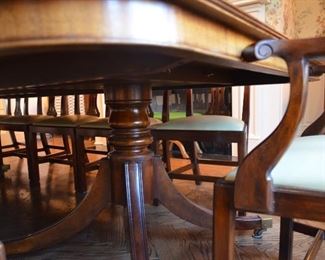 $ 3,000 Dining Table Mahogany Rosewood 135"W (includes 2 leafs 19 1/2" each) x 5ft D with pads. 12 Chairs covered with leather seats. $5,000