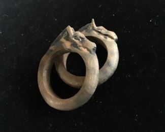 2 hand carved wooden giraffe rings from Africa $20 sizes 8-9