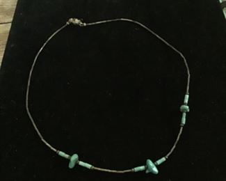 Sterling silver necklace and turquoise $20