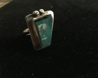 Sterling silver ring and turquoise stone ring $20           size 5.5